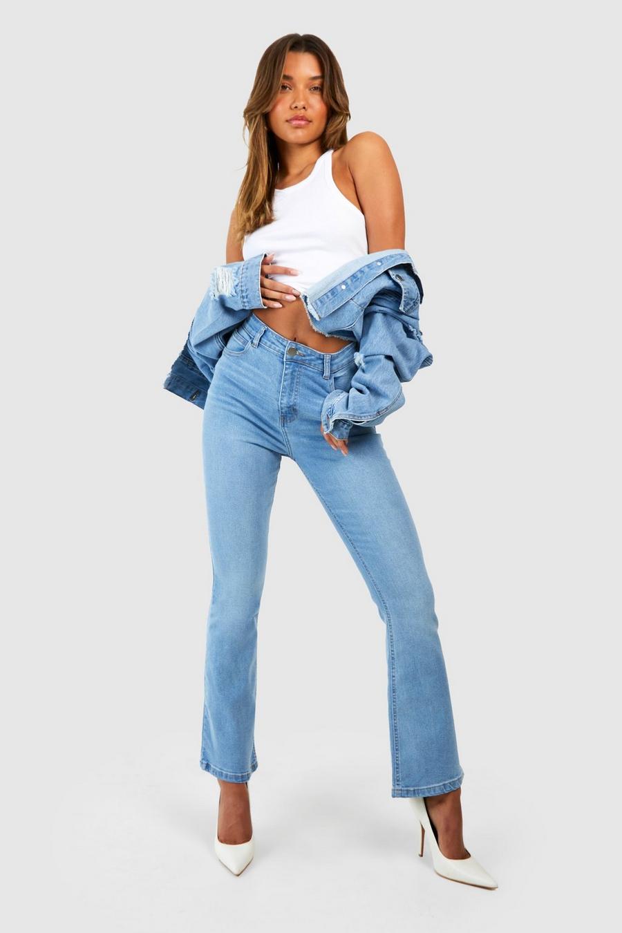 Buy KDF High Waisted Flare Jeans for Women Bell Bottom Jeans with Belt for  Women Stretch Wide Leg Jeans, #024_light Blue(with Belt), 10 at