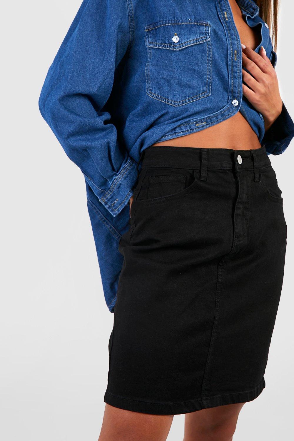 Black denim hot sale skirt stretch