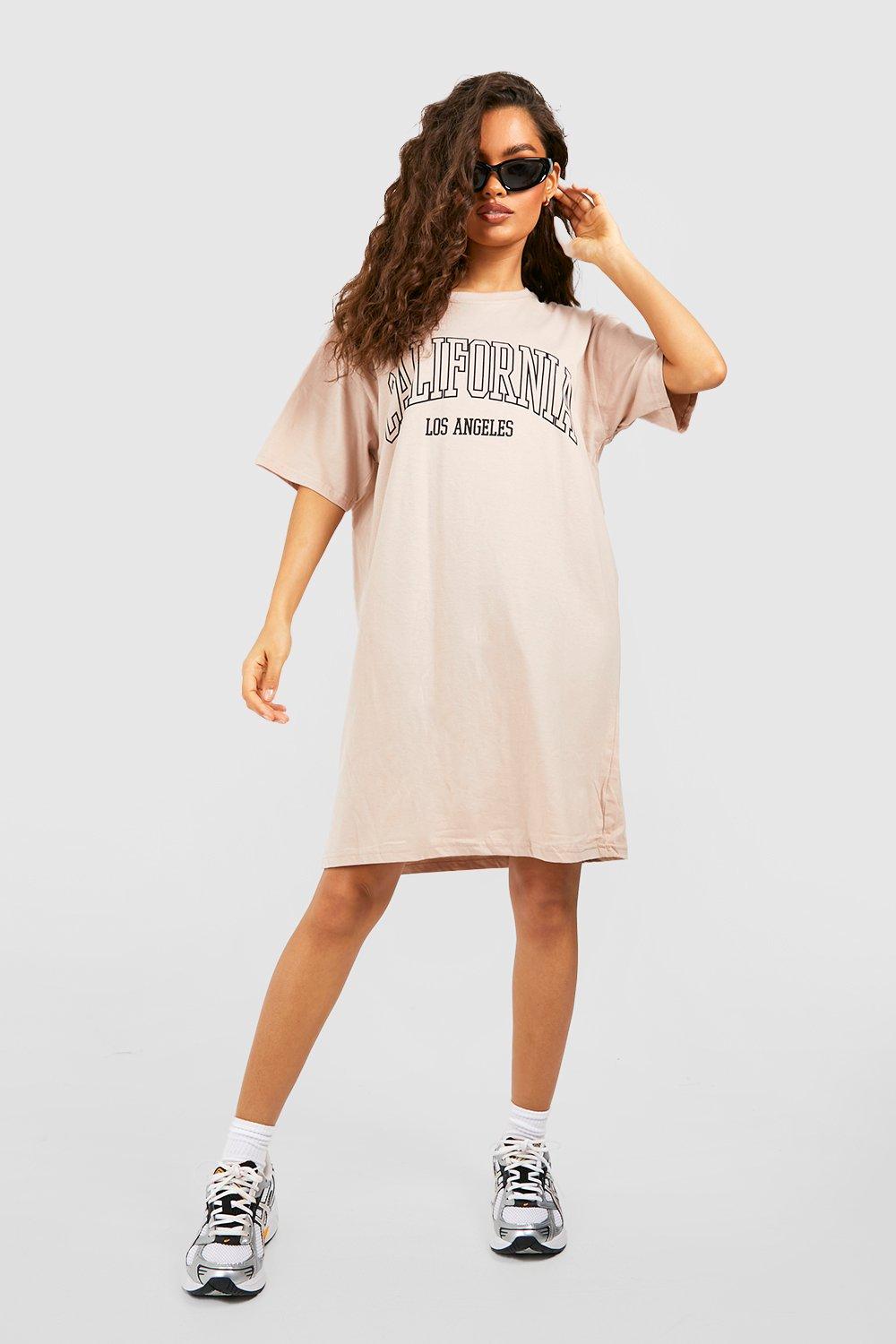 White Los Angeles Oversized T Shirt Dress