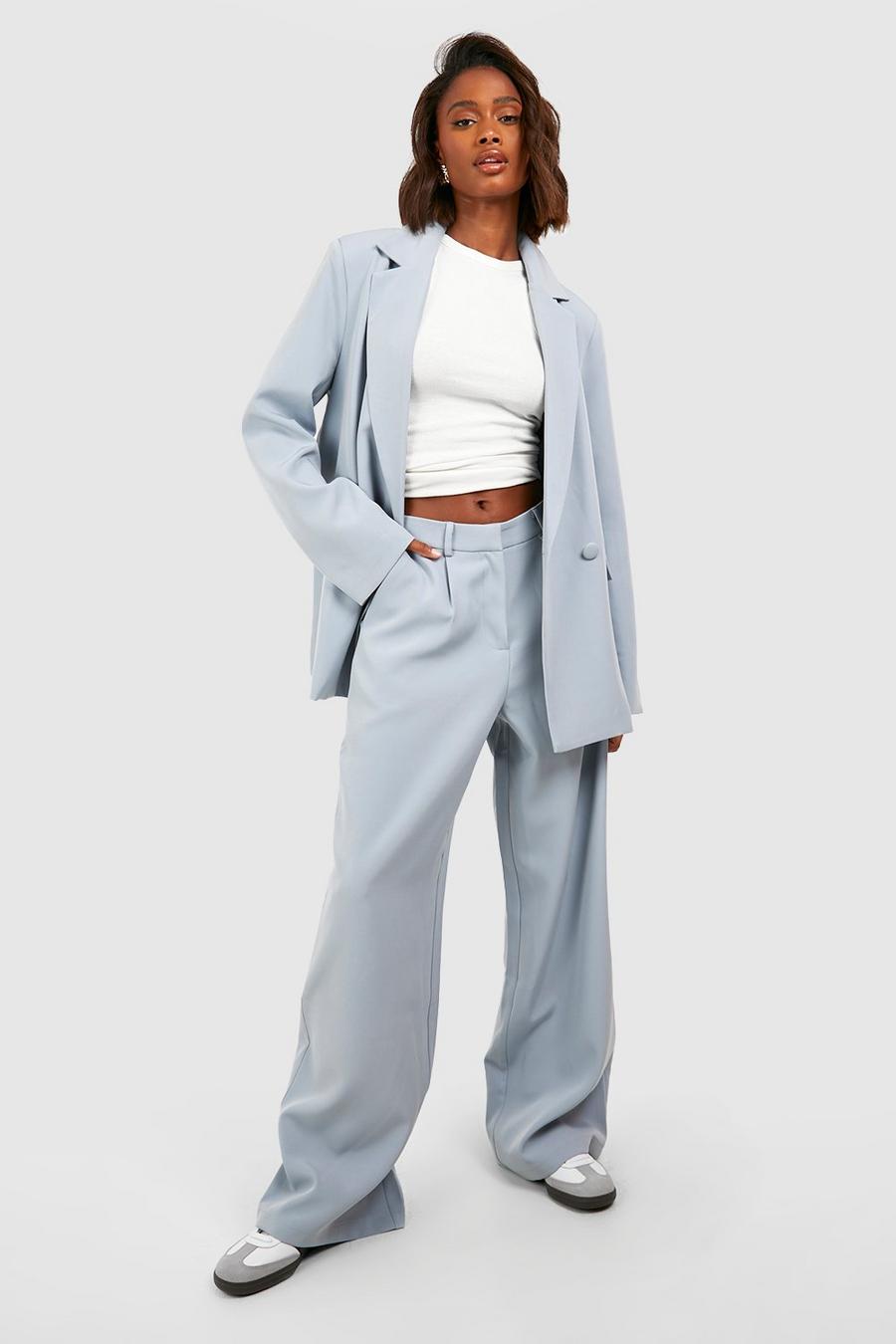 Ice grey Wide Leg Tailored Trousers