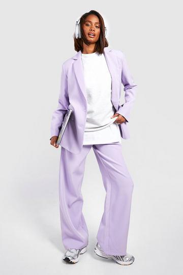 Lilac Purple Slouchy Wide Leg Tailored Trousers