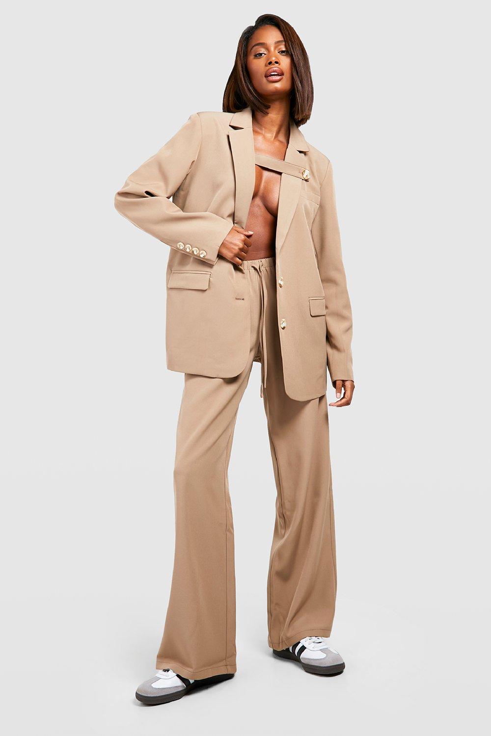 Wide-leg Dress Pants - Beige - Ladies