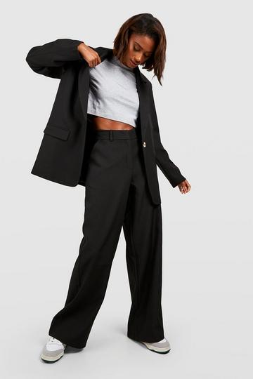 Straight Leg Relaxed Fit Tailored Trousers black