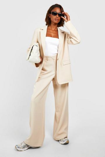 Ecru White Straight Leg Relaxed Fit Tailored Trousers