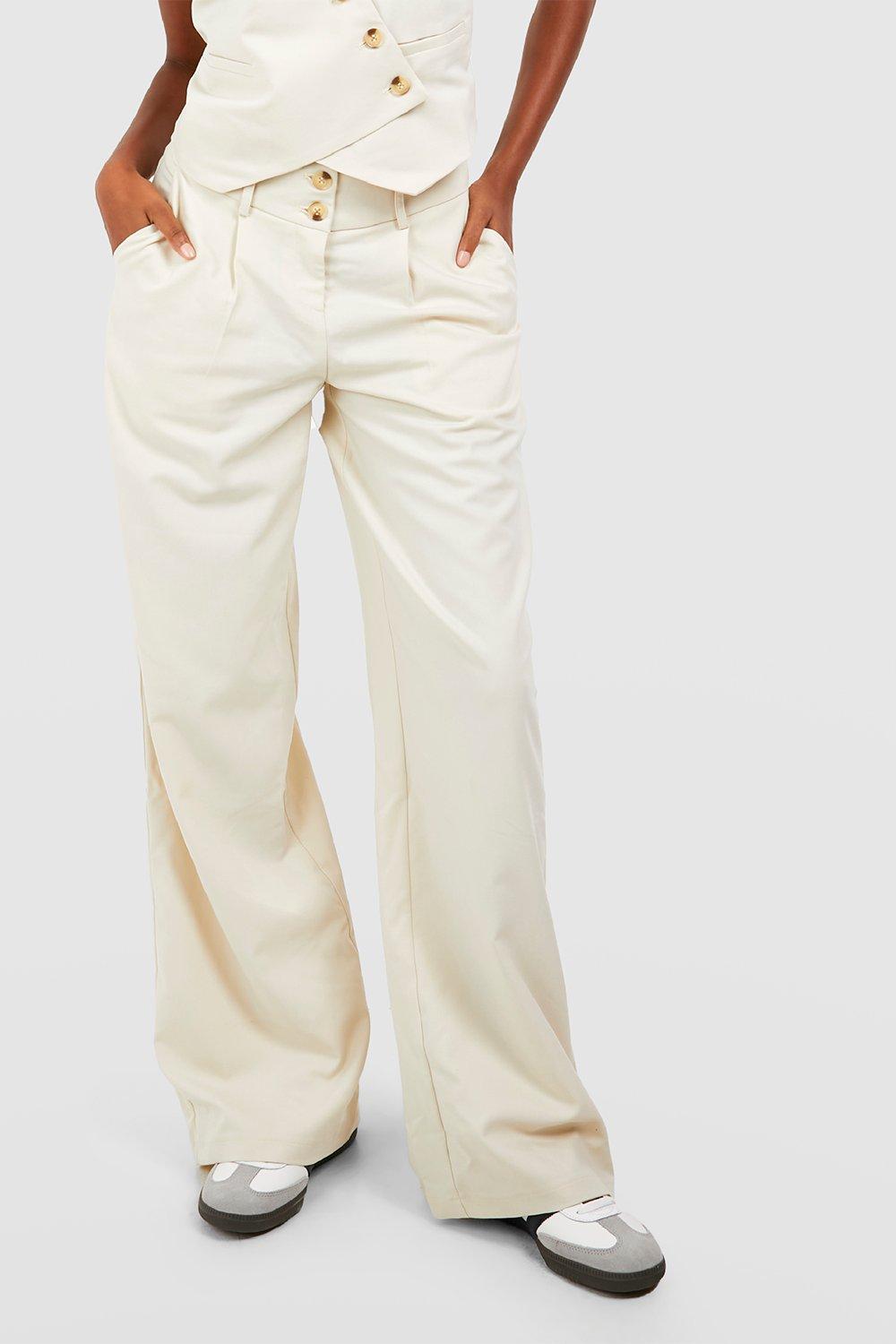 Mock Horn Double Button Wide Leg Dress Pants | boohoo