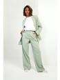 Sage Mock Horn Relaxed Fit Wide Leg Tailored Trousers