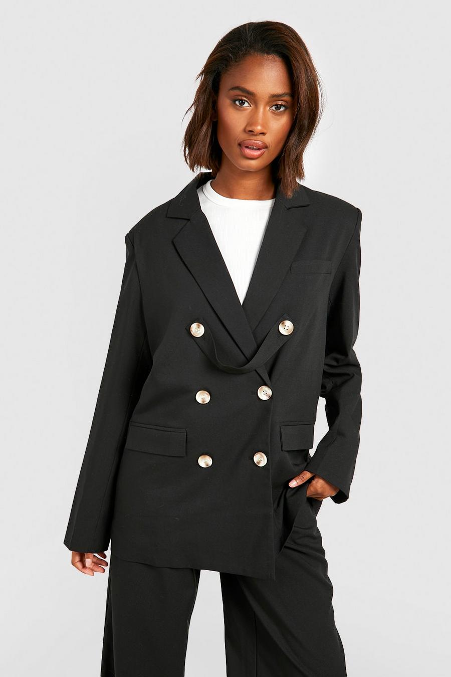 Women's Mock Horn Tab Detail Double Breasted Tailored Blazer | Boohoo UK