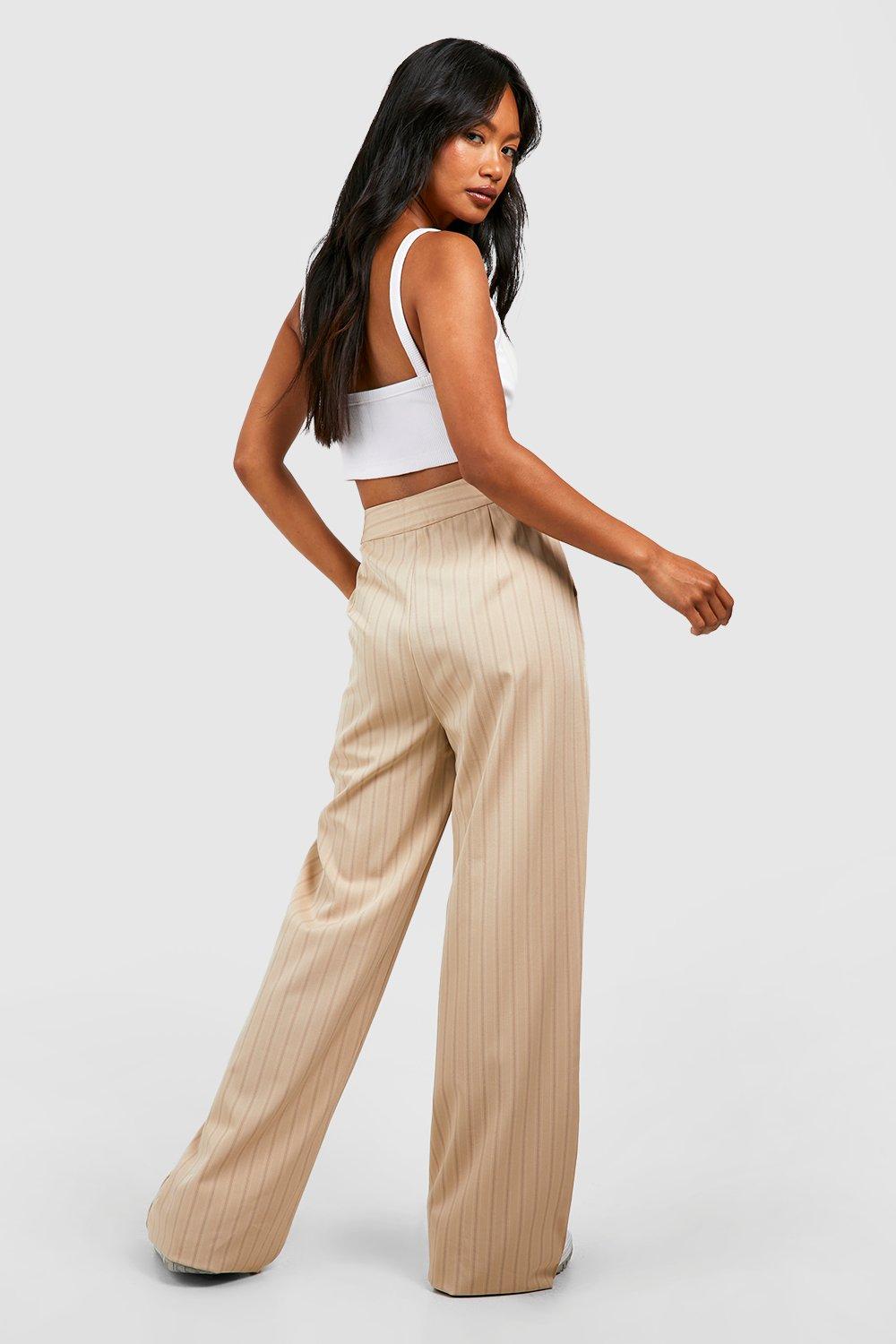 Premium Pinstripe Wide Leg Dress Pants