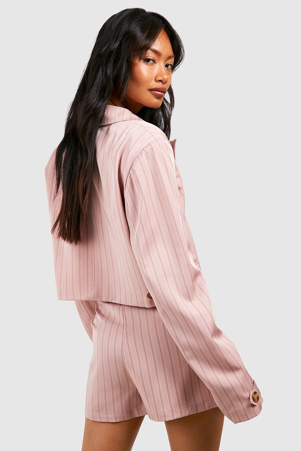 Cropped pinstripe outlet blazer