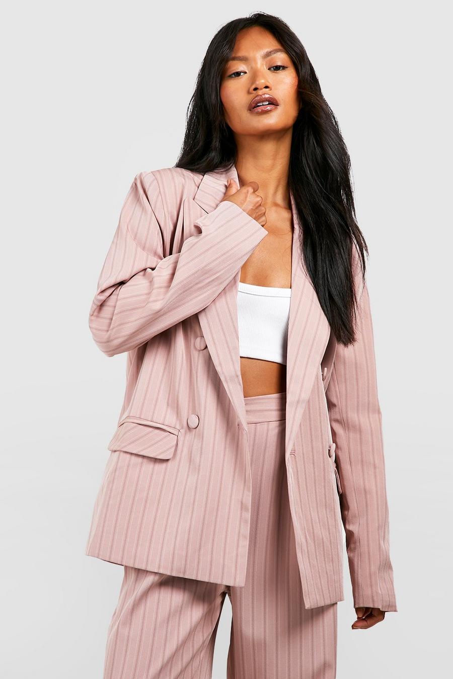 Rose Premium Pinstripe Double Breasted Blazer image number 1