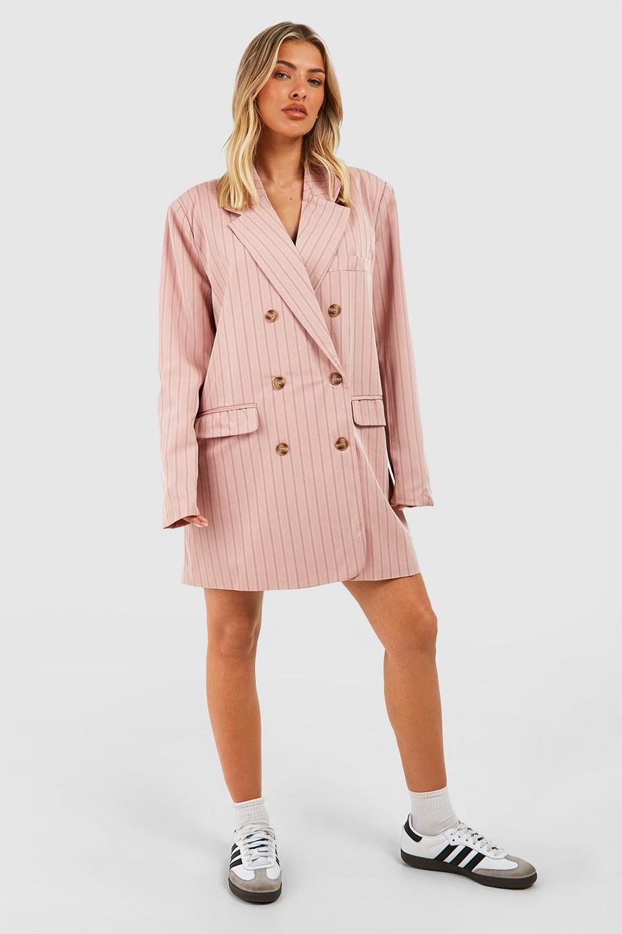 Rose pink Premium Pinstripe Oversized Blazer Dress