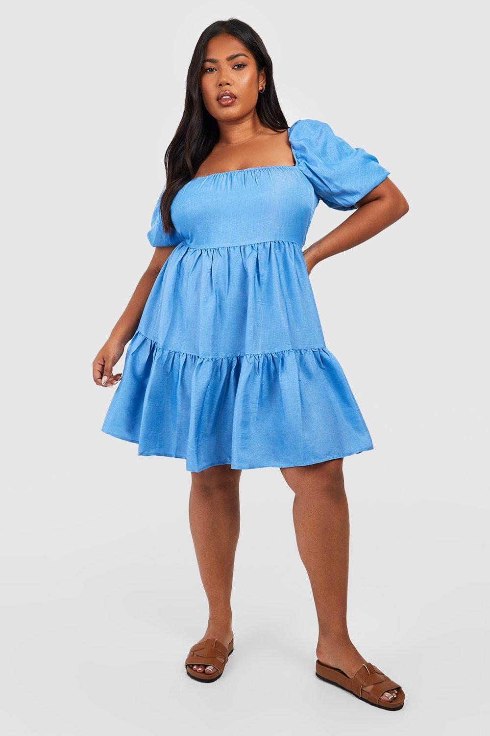 Denim smock store dress plus size