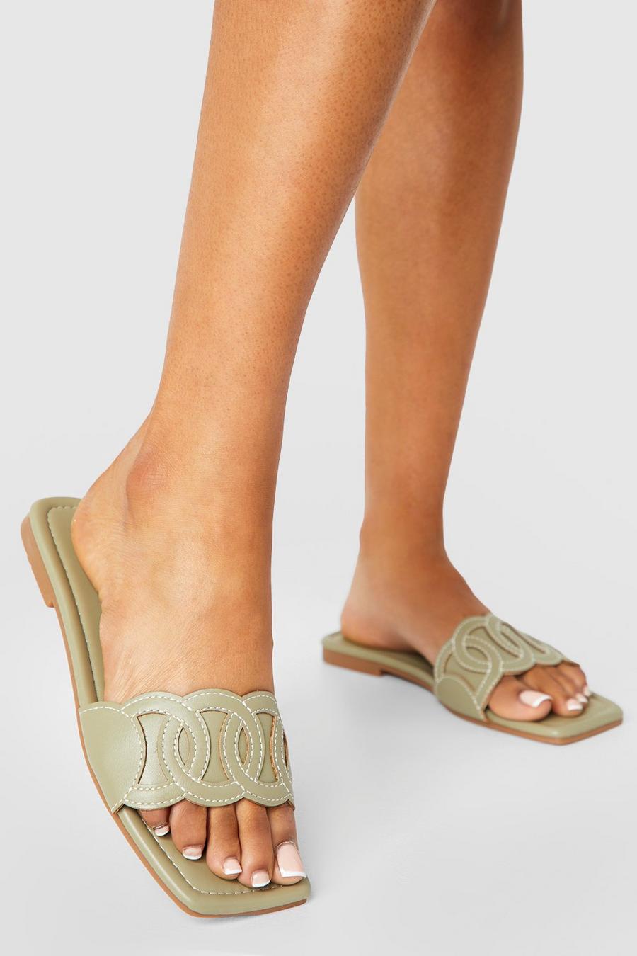 Ring Detail Square Toe Mules  image number 1