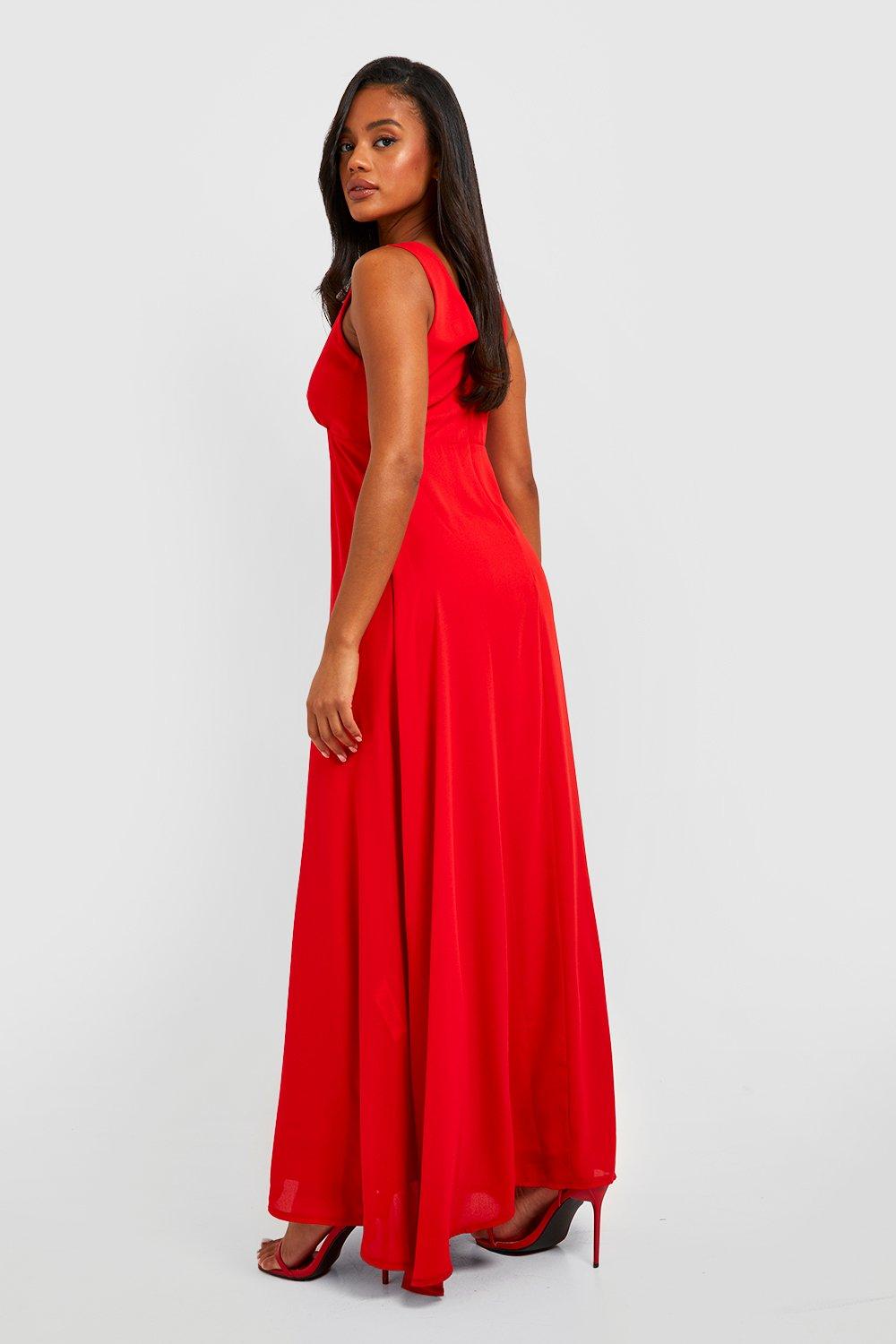 Boohoo red store maxi dress