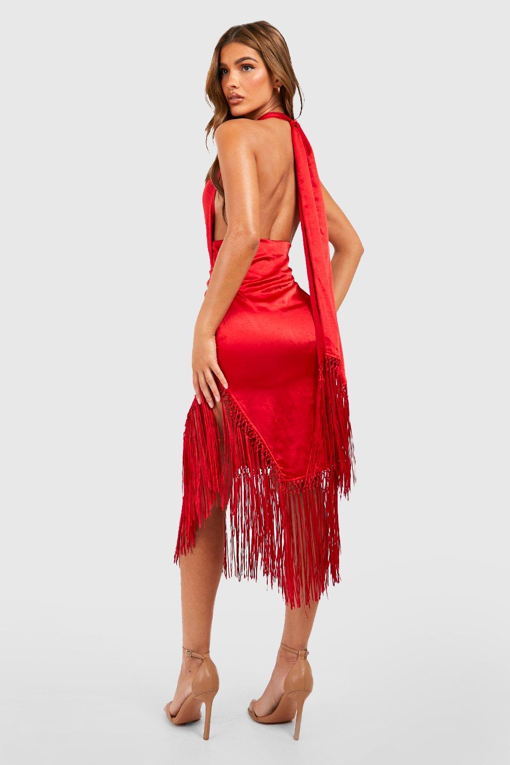 【関税込】PhaseEight ドレス☆Tazmin Tassel Midi Dress, Red PHASE EIGHT Tazmin Tassel Dress in Red | endource