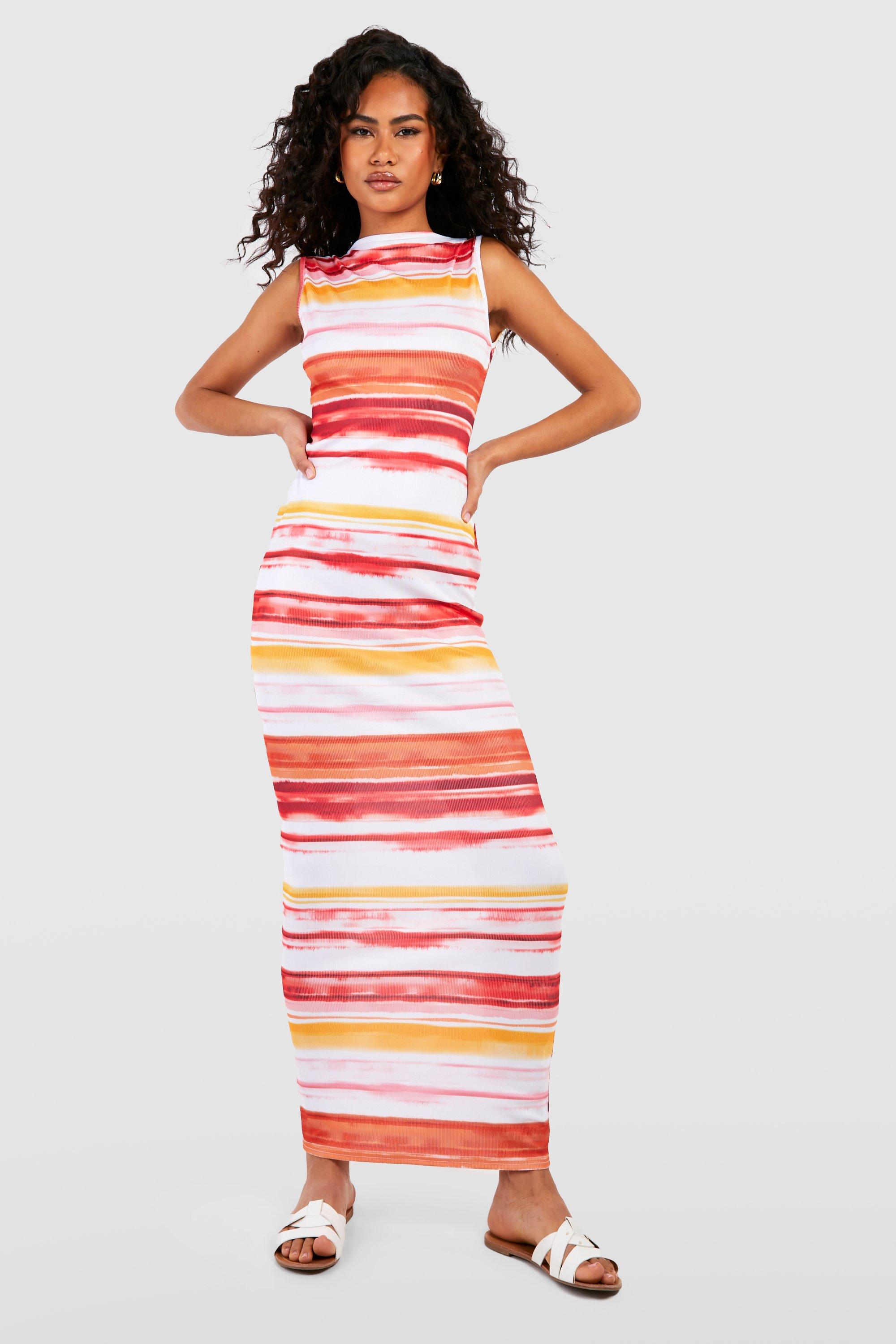 Boohoo striped best sale maxi dress