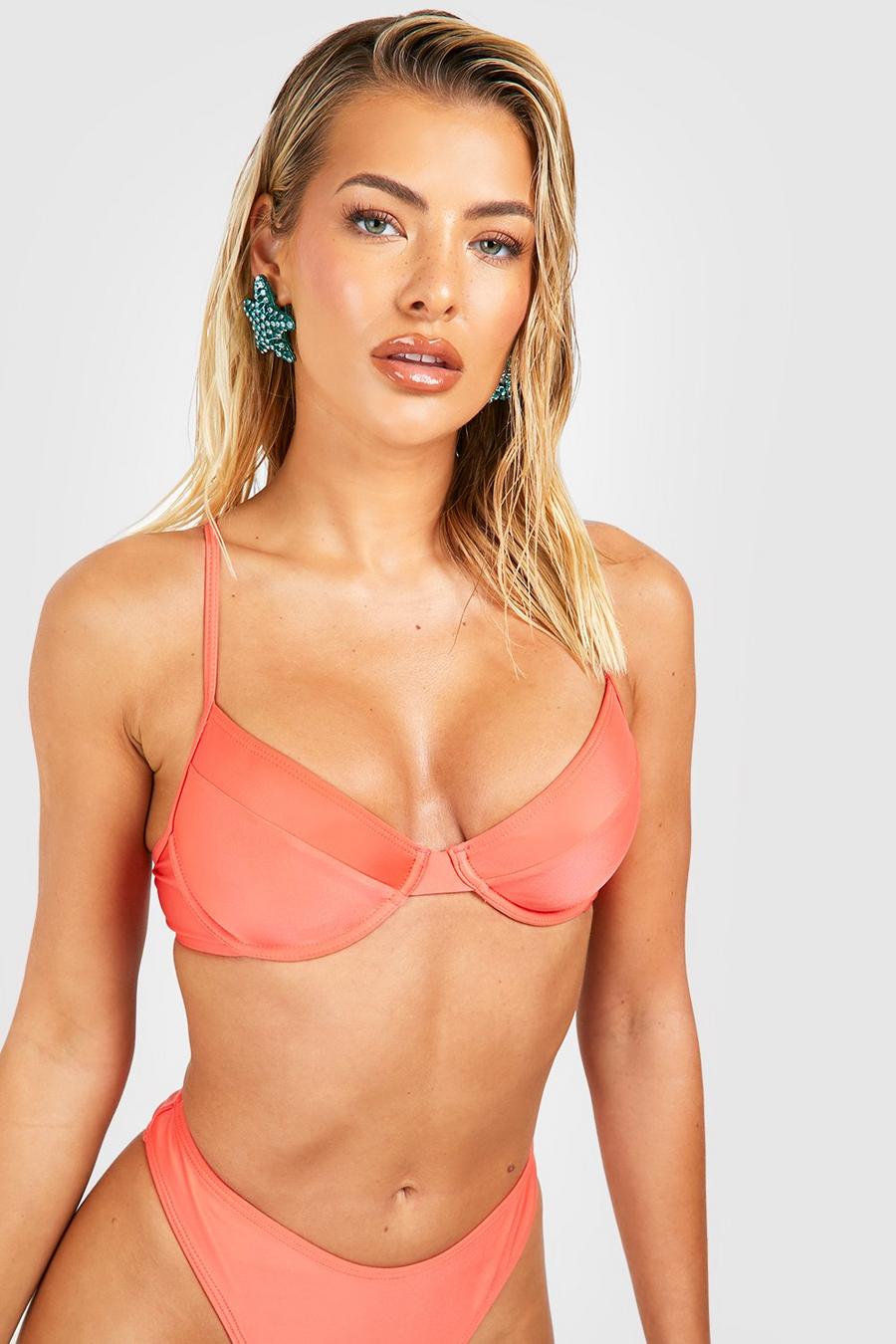 Top bikini Essentials con ferretto, Coral rosa