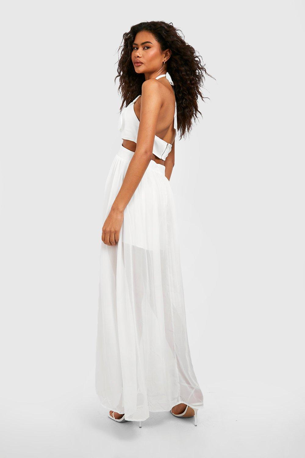 Boohoo white maxi on sale dress