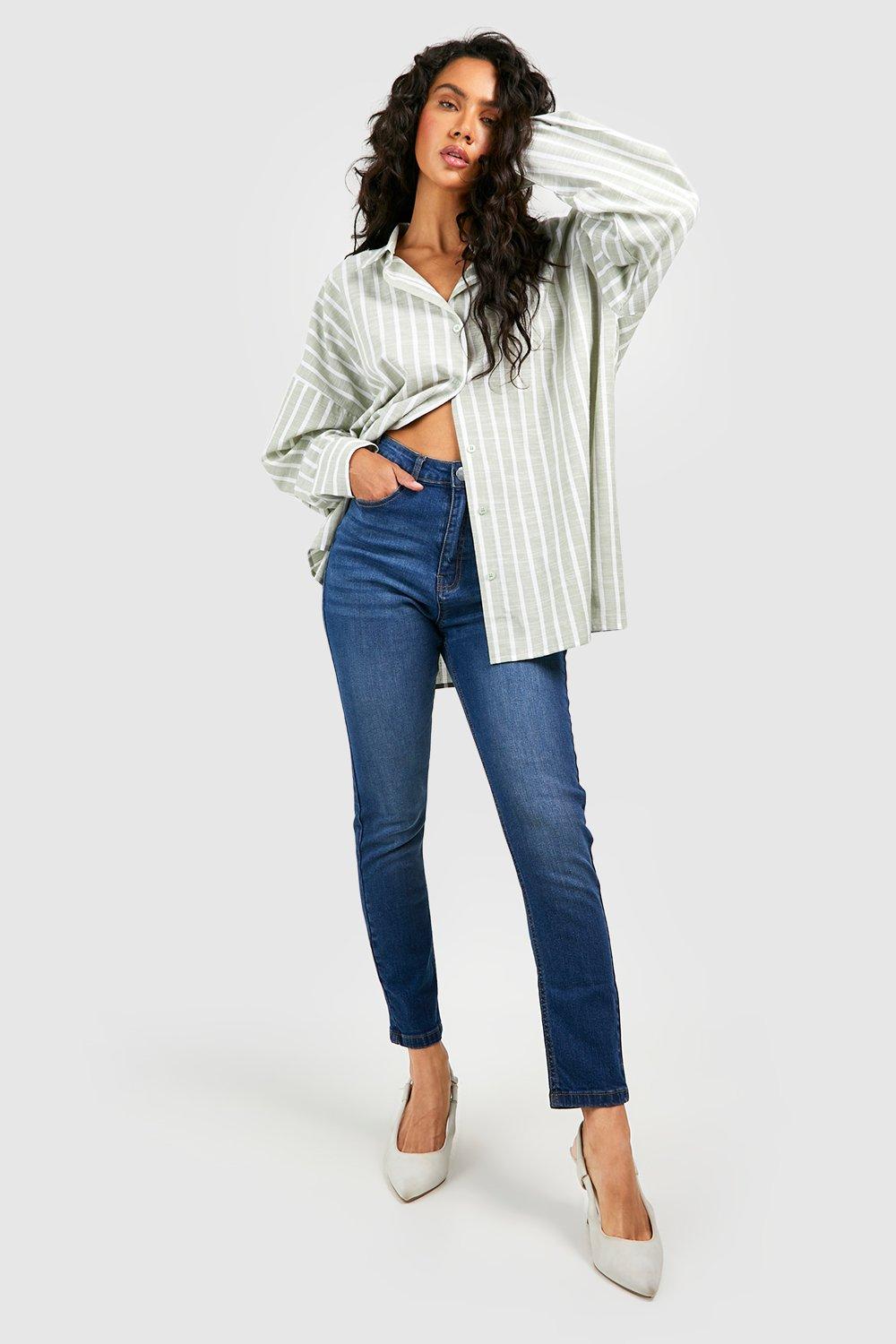 Boohoo hot sale striped jeans