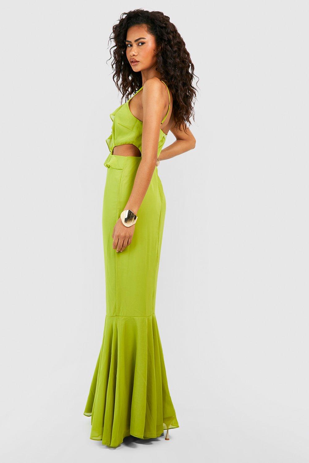 Black bardot cut clearance out fishtail maxi dress