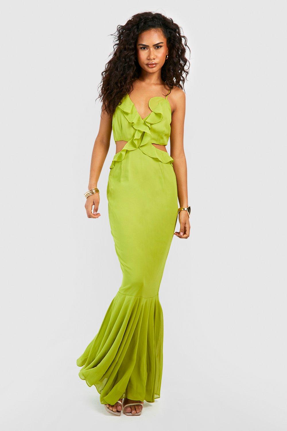 Black bardot cut clearance out fishtail maxi dress