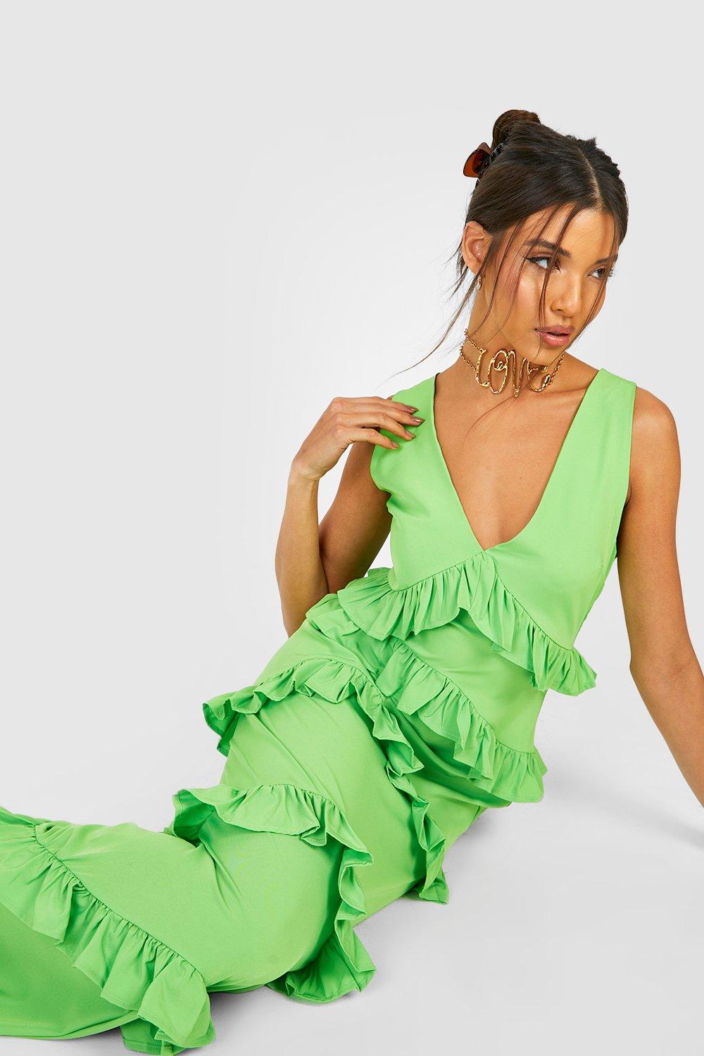 Boohoo lime green outlet dress