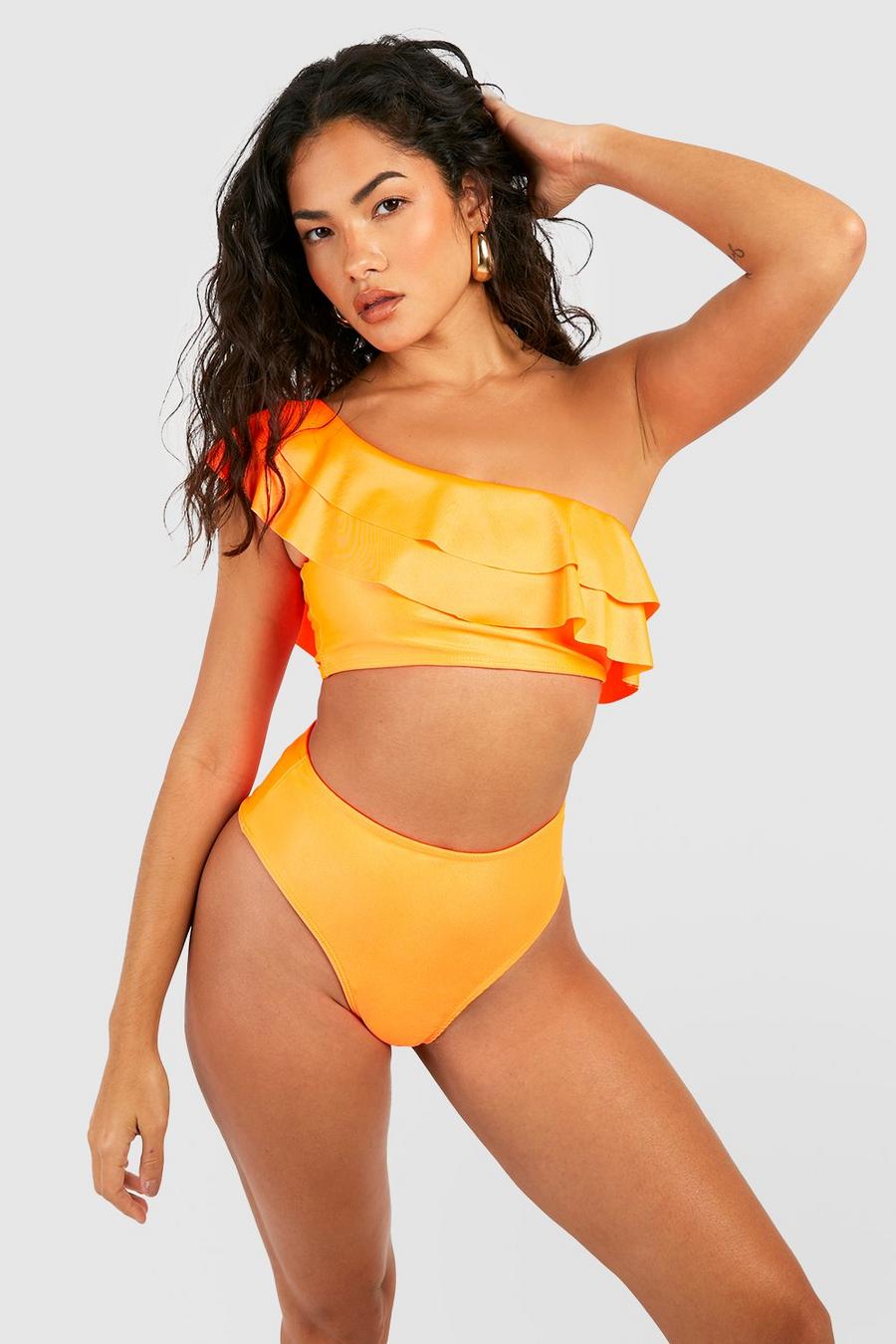 Slip bikini a vita alta, Neon-orange