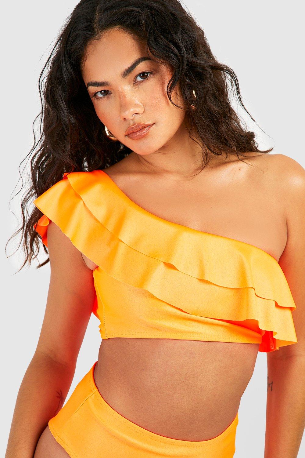 Ruffle one hot sale shoulder bikini