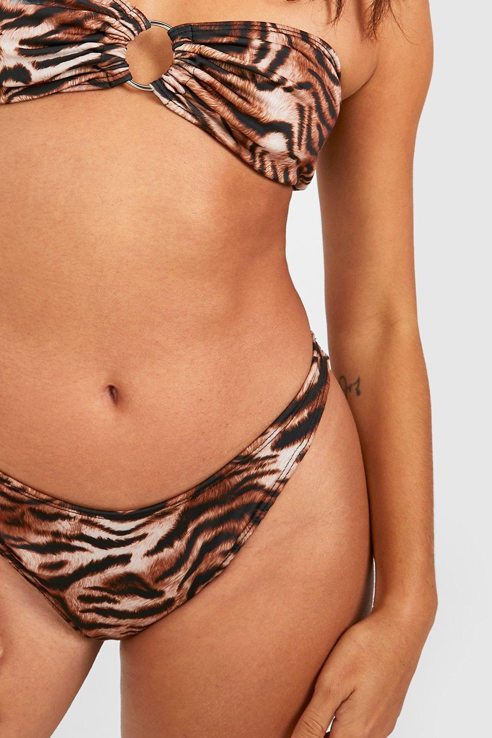 Orange Animal Print Hipster Bikini Bottoms