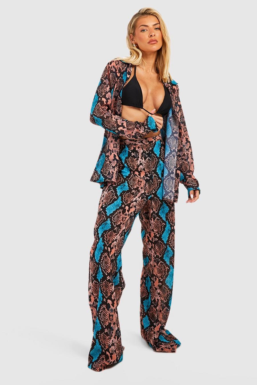 Stone Snake Print Beach Trousers print image number 1