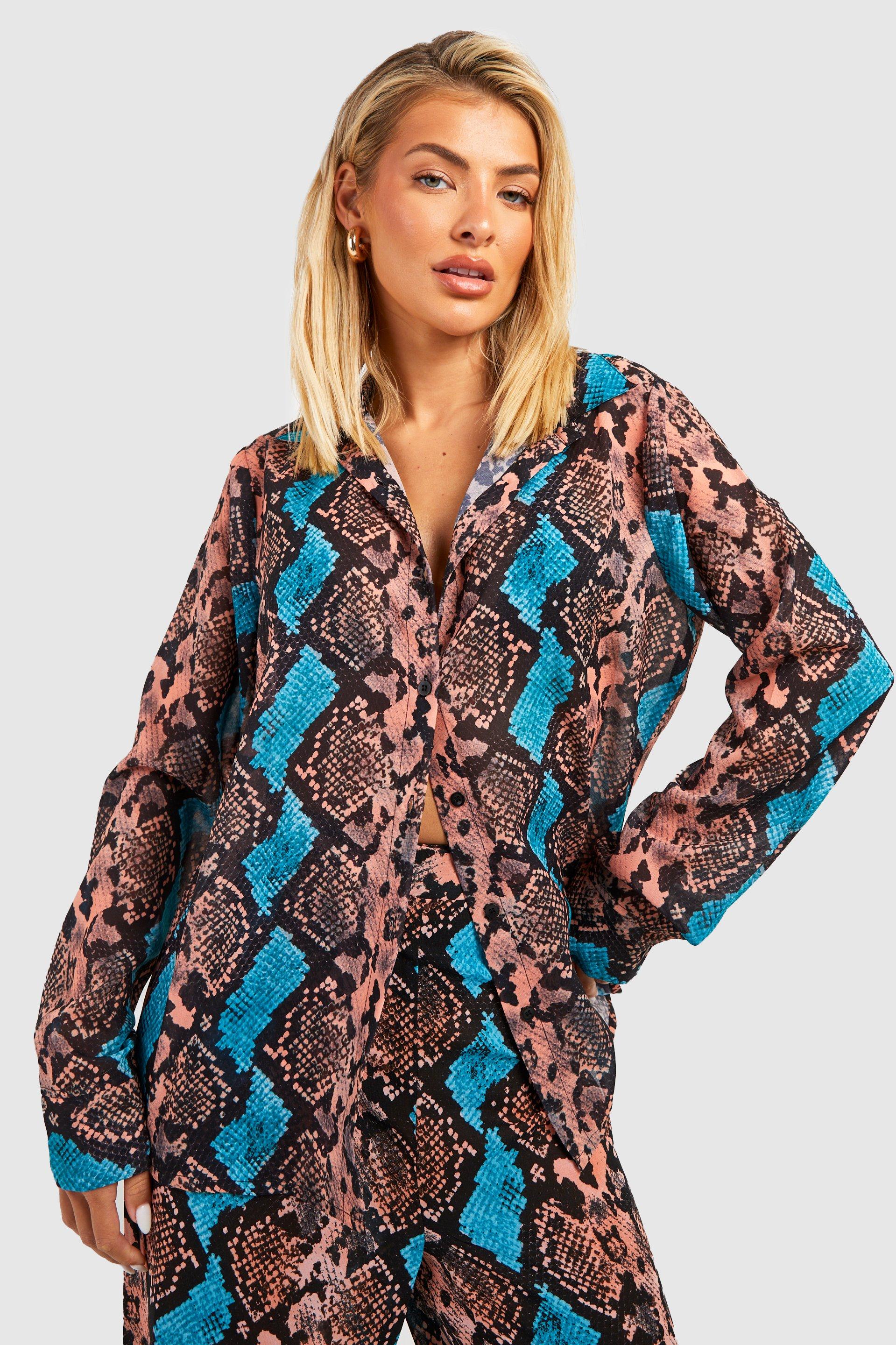 Boohoo snake print outlet shirt dress