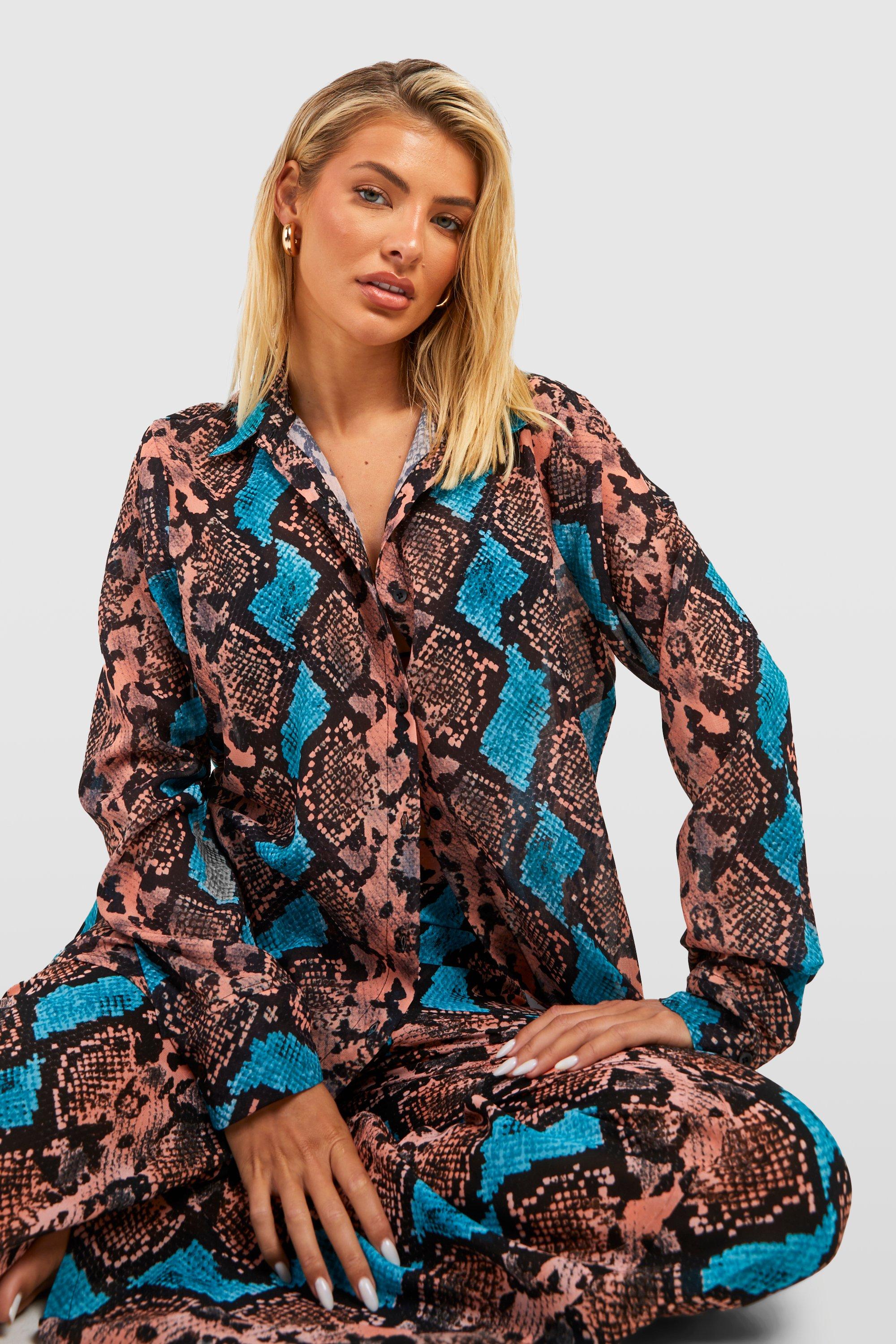 Snake Print Beach Shirt boohoo DK