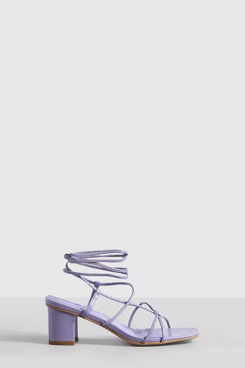 Lilac Strappy Low Block Heels alternative image