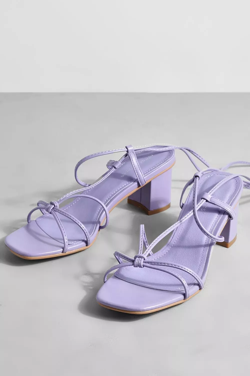 Lilac Strappy Low Block Heels alternative image