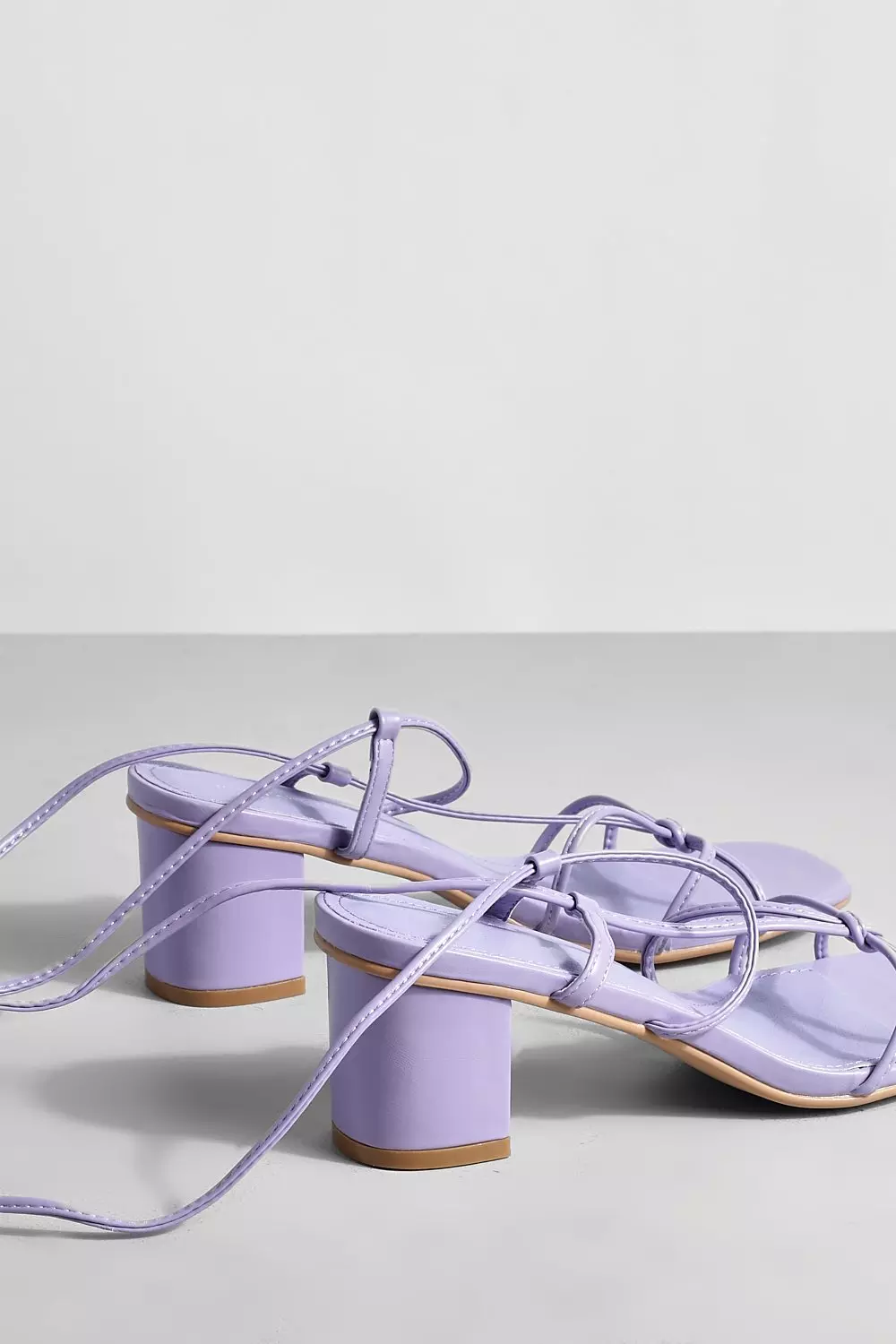 Lilac Strappy Low Block Heels alternative image