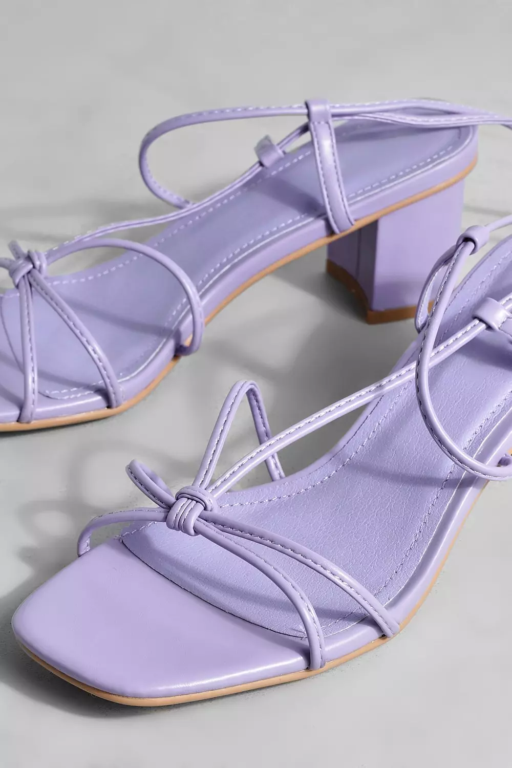Lilac Strappy Low Block Heels alternative image