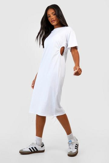 Cotton Cut Out T-shirt Midi Dress white