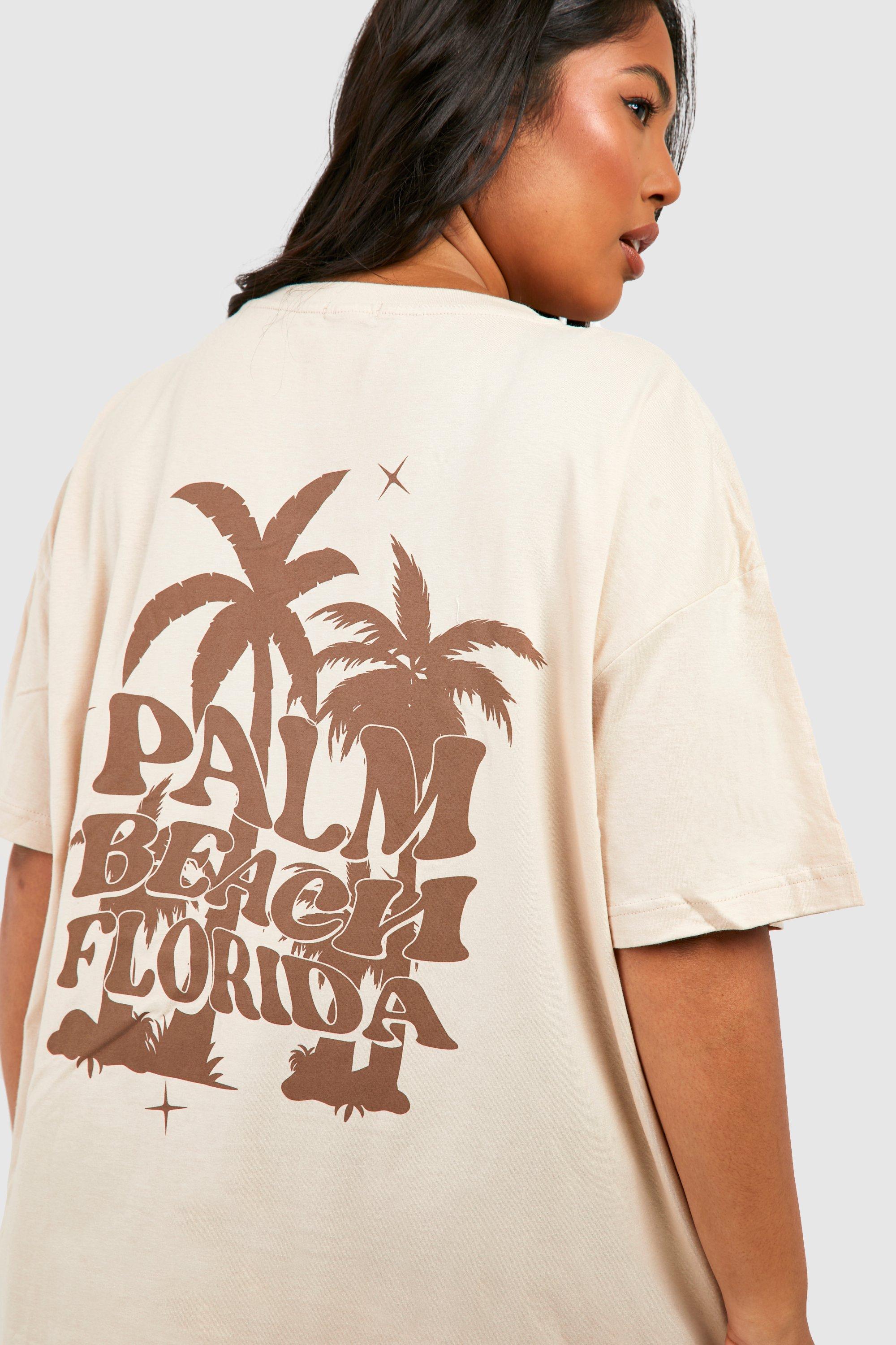 Women's Plus Palm Beach Back Print Oversized T-shirt