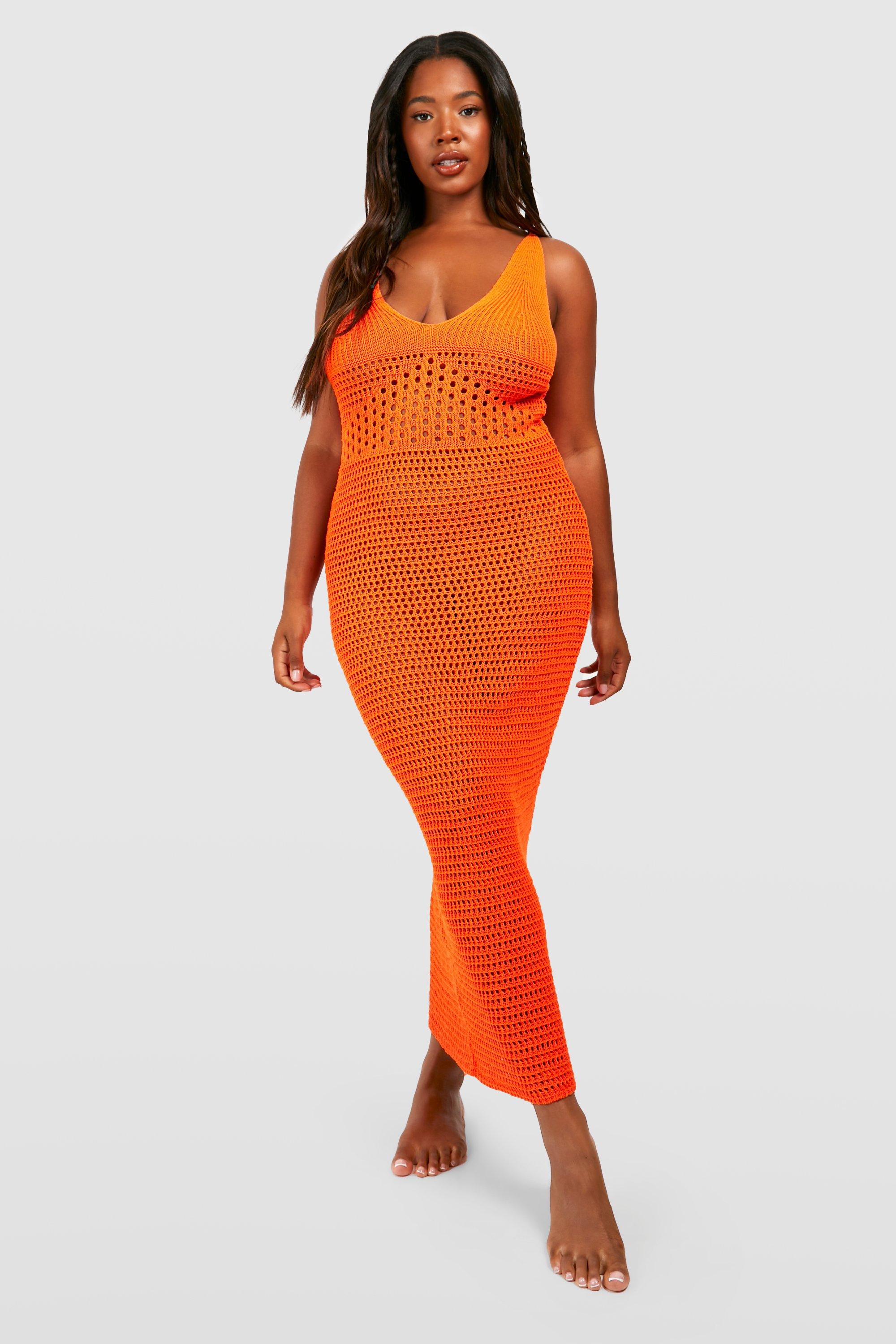 Orange crochet clearance dress