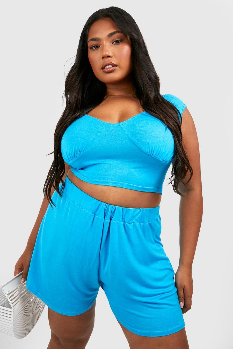 Aqua Plus Milkmaid Top And Flippy Short Co-ord image number 1