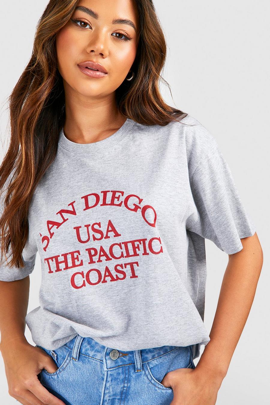 Grey marl San Diego Printed Oversized T-shirt  image number 1