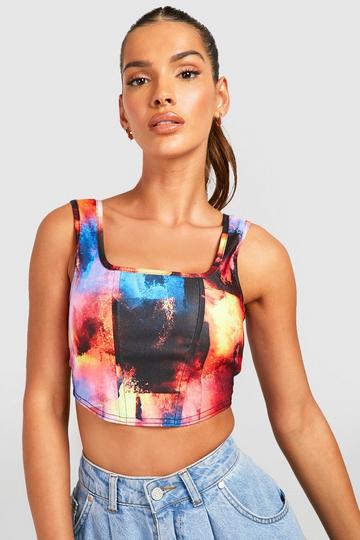 Abstract Bengaline Corset Top multi