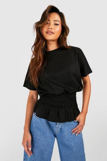 Shirred Waist Tshirt black