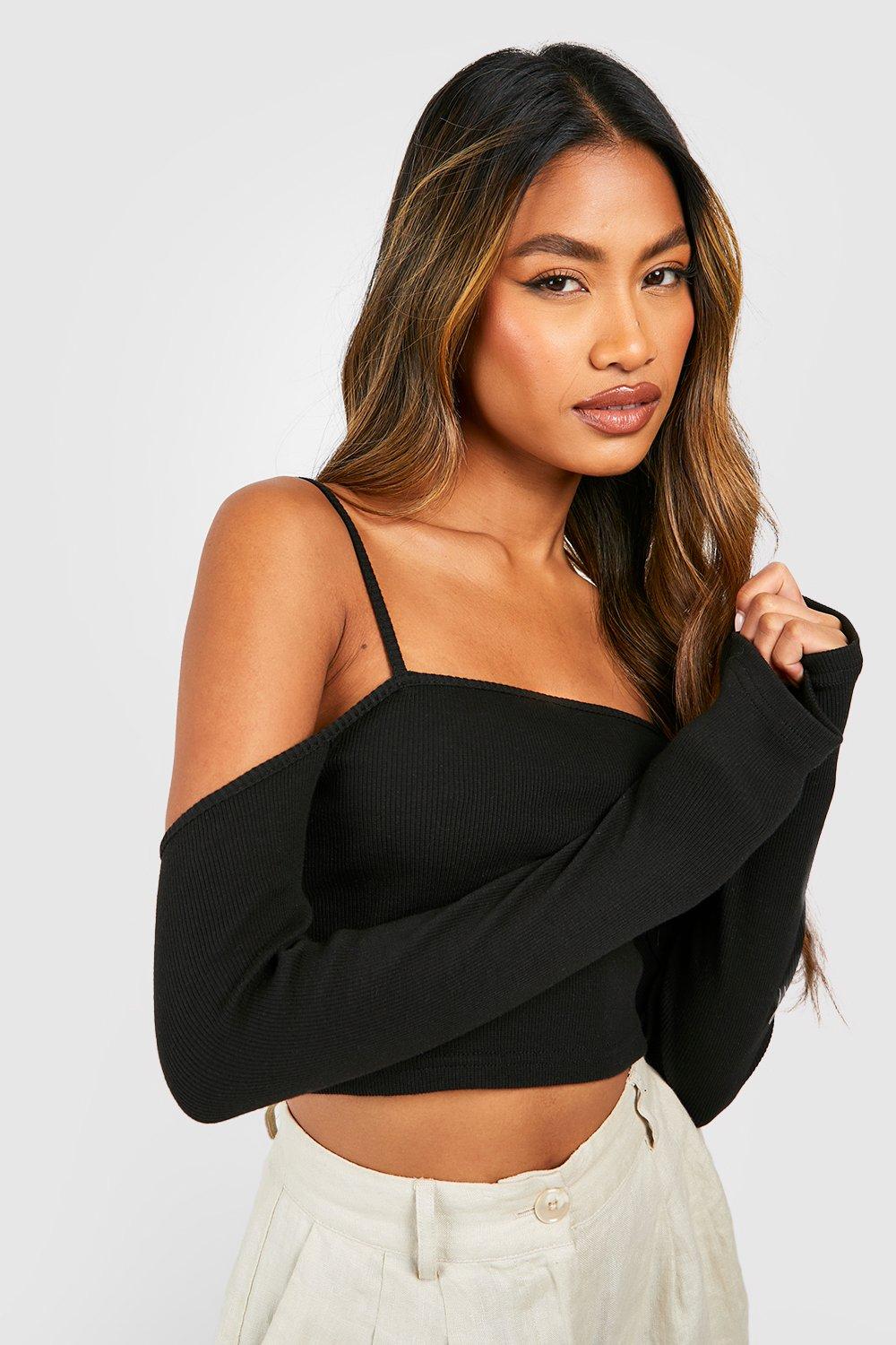 Cold shoulder crop online tops