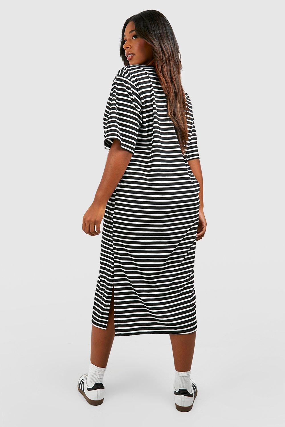 Plus Jersey Stripe Midi T-shirt Dress