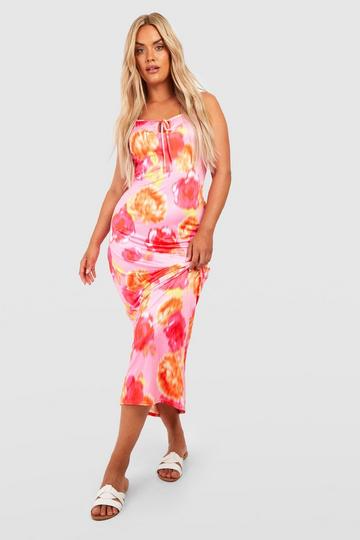 Plus Jersey Floral Print Maxi Dress 1 pink
