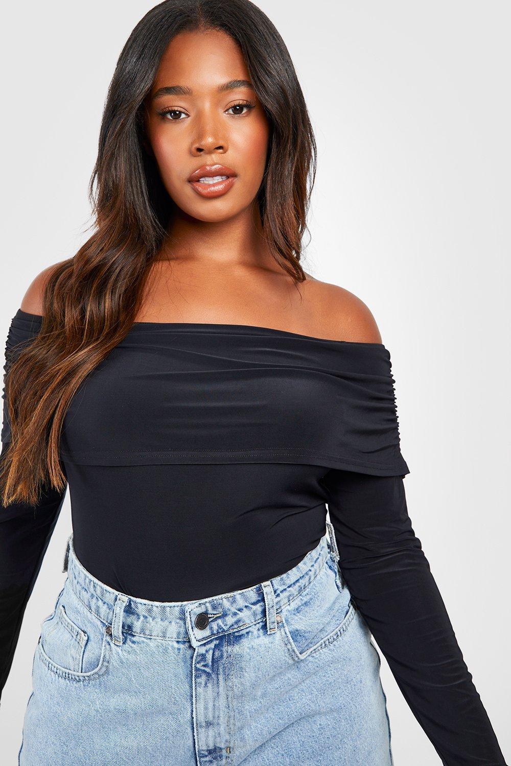 ASOS DESIGN long sleeve fitted crop top with ruched sides in white