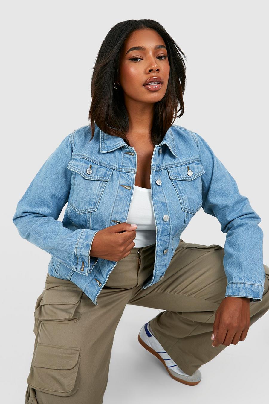 Giacca stile Western Plus Size in denim, Mid blue image number 1