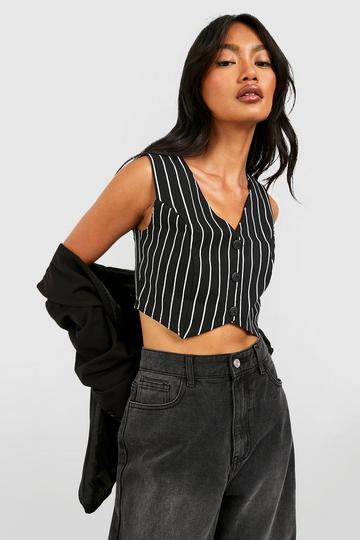 Stripe Waistcoat Top black