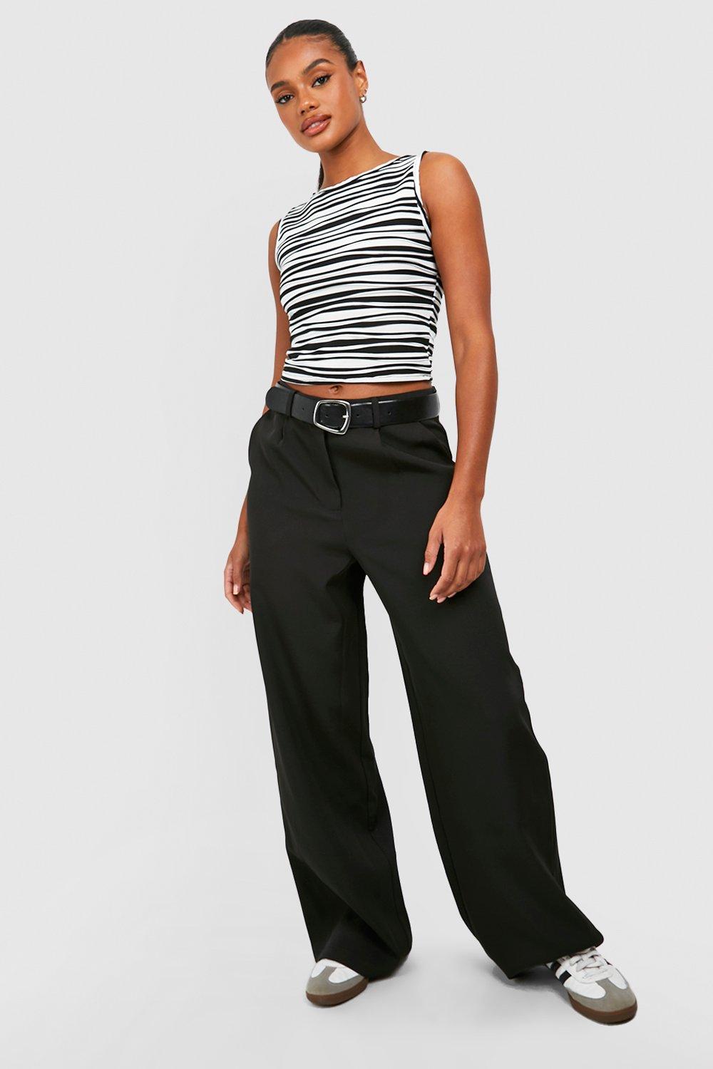 ASOS DESIGN trouser with skirt detail in black stripe